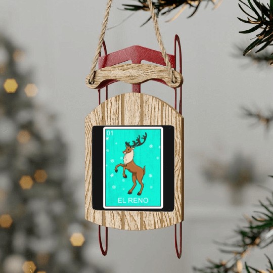 El Reno Reindeer Card Mexican Lottery Christmas Sled Ornaments