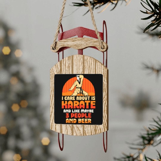 Karate and like maybe 3 people and beer Sled Ornaments