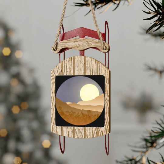 Nightscape with full moon Sled Ornaments
