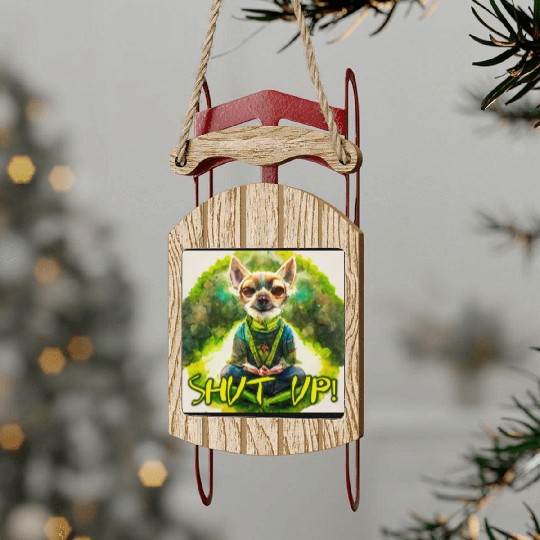 buddhist chihuahua,shut up! Sled Ornaments