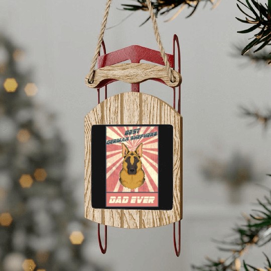 Best German Shepherd Dad Ever I German Shepherd Sled Ornaments