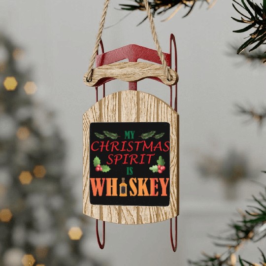 Christmas Spirit Whiskey Sled Ornaments