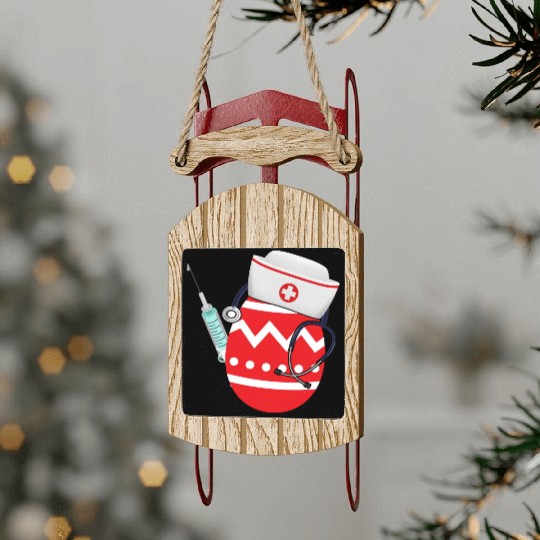 Funny Easter Egg Nurse Stethoscope Syringe RN Sled Ornaments