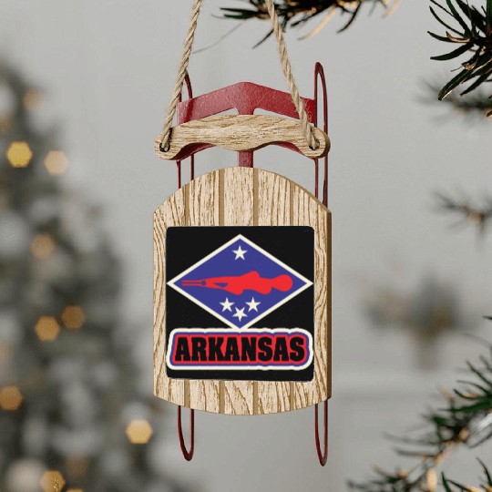 US States ARKANSAS Sled Ornaments
