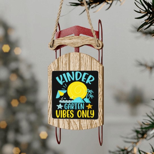 Back To School Kindergarten Vibes Retro Teacher Sled Ornaments