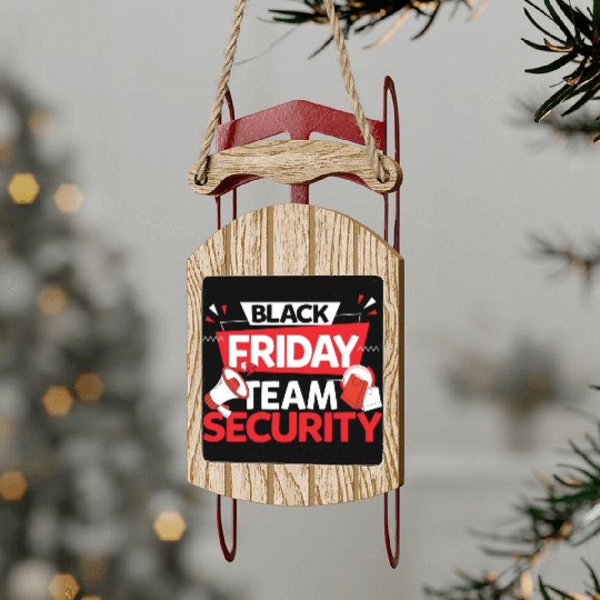 Black Friday Team Security for Shopping Fans and Sled Ornaments