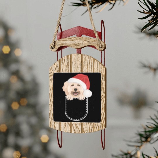 Poodle Merry Christmas Sled Ornaments