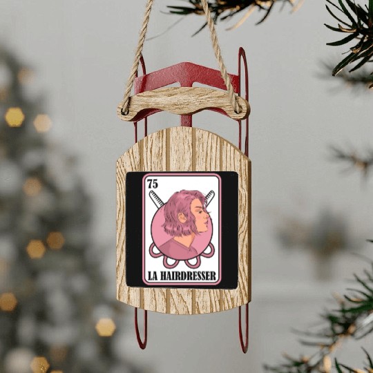 Hairdresser Hairstylist Card Sled Ornaments