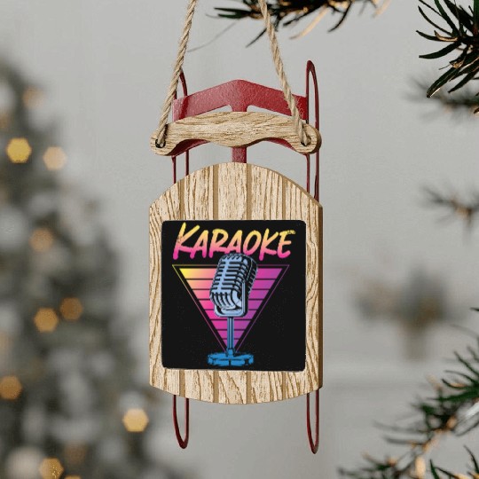 Karaoke Singer Retro 80s 90s Sled Ornaments