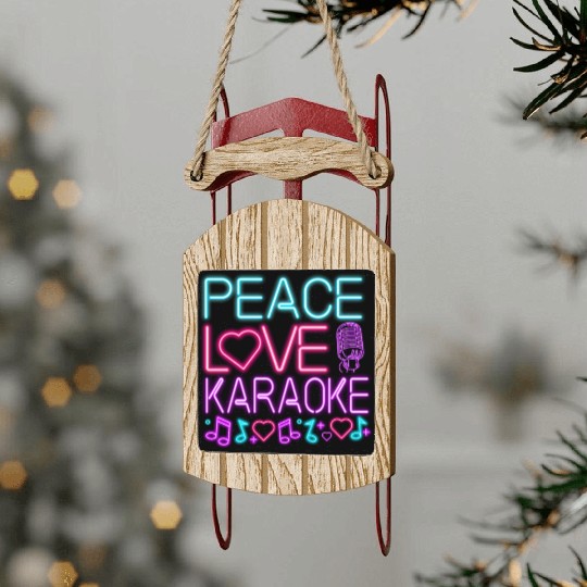 Karaoke Singer 80s Retro Peace Sled Ornaments