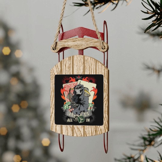All in Poker Lucky 13 Skull gift Sled Ornaments