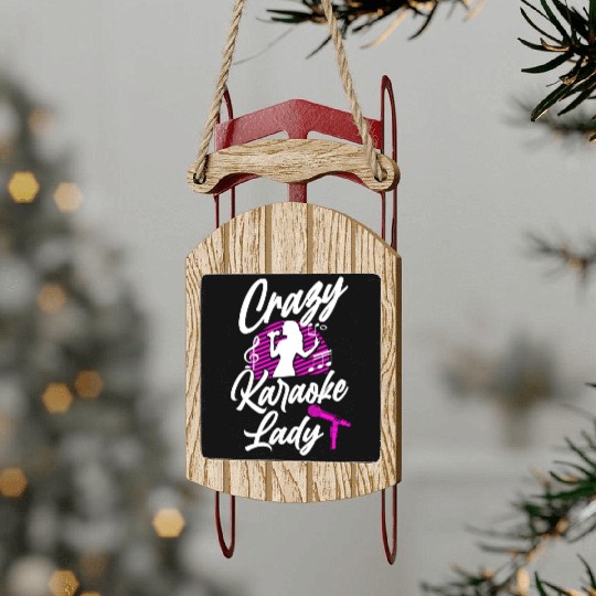 Karaoke Singer Crazy Karaoke Lady Sled Ornaments
