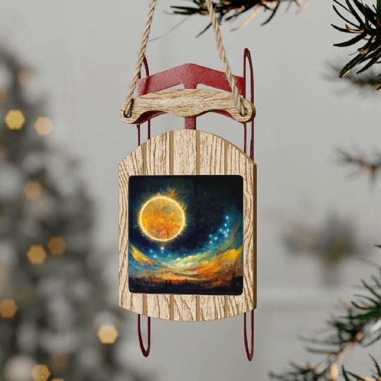 Full moon and Sun Sled Ornaments
