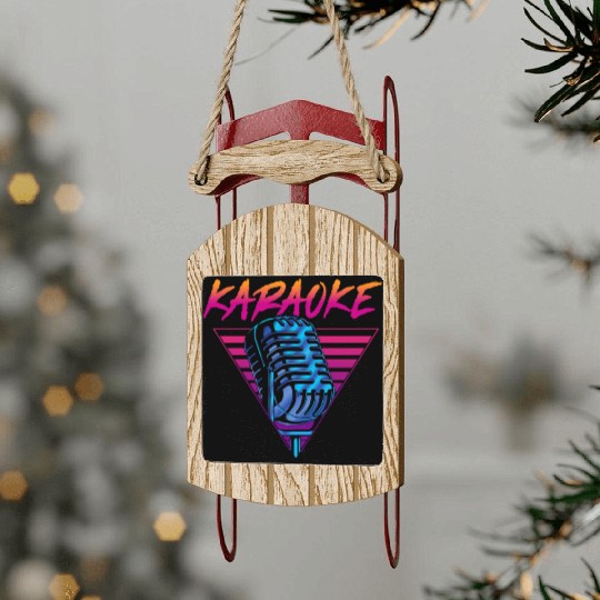 Karaoke Singer Retro 80s 90s Sled Ornaments