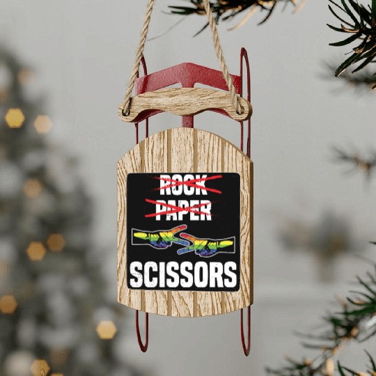 Womens Rock Paper Scissors Funny Lgbt Pride Sled Ornaments