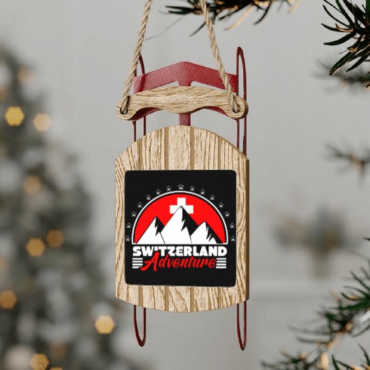 Switzerland Matterhorn Flag Gift Idea Sled Ornaments