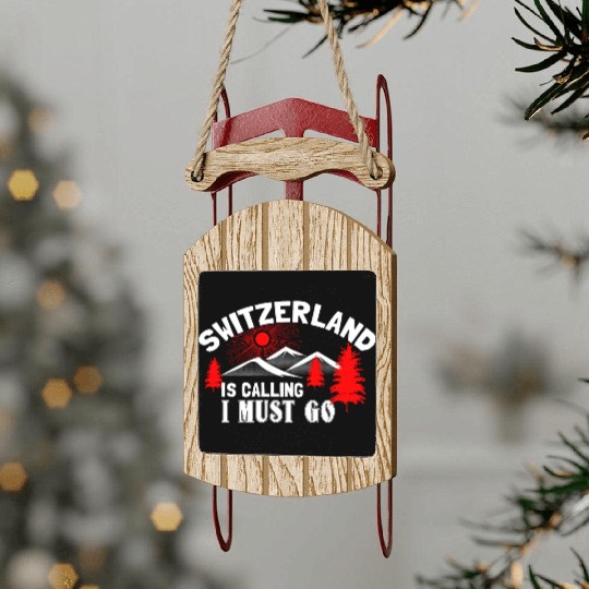 Switzerland Alps Origin Gift Idea Sled Ornaments
