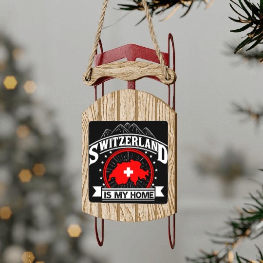 Switzerland Mountains Proud Gift Sled Ornaments