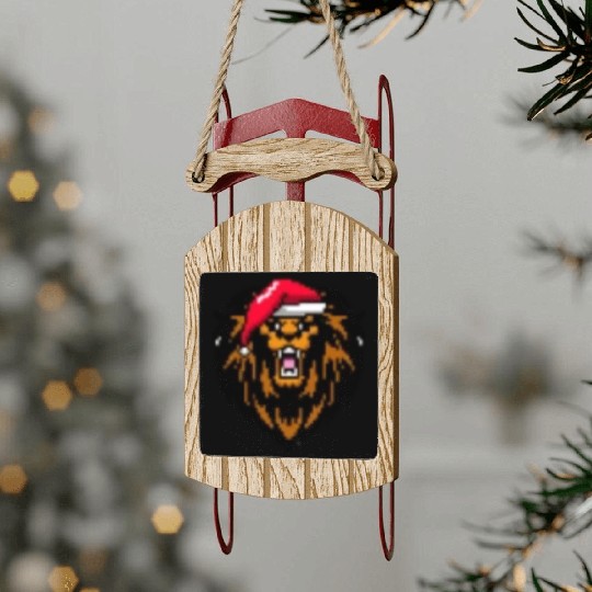 Lion Pixelated Christmas - Funny Lion Xmas Sled Ornaments