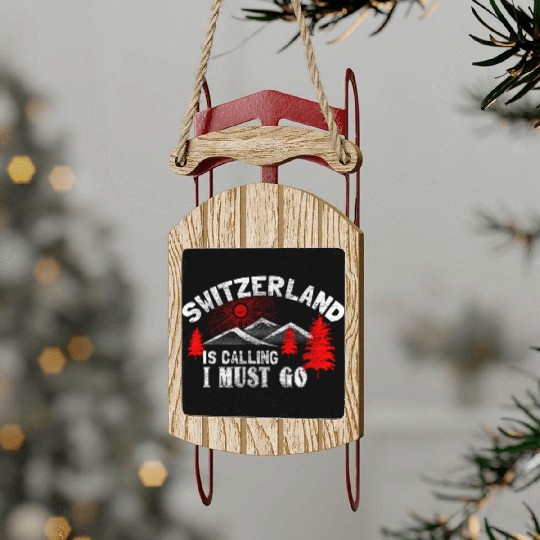 Switzerland Mountains State Sled Ornaments