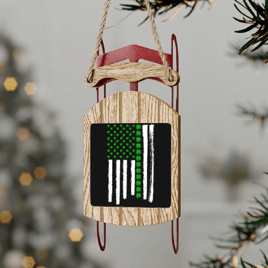 Irish American Flag St Patricks Day Sled Ornaments