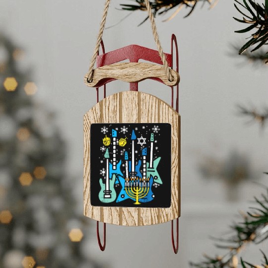 Hanukkah Guitars Chanukah Jewish Rock Rocker Sled Ornaments