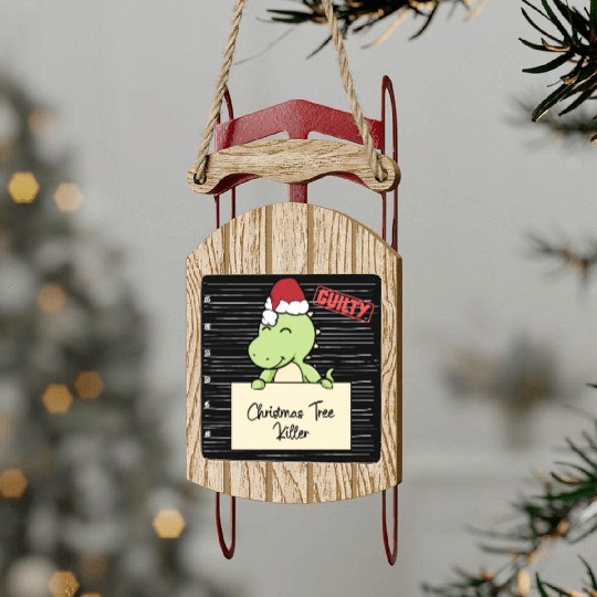 Dinosaur christmas funny prison Sled Ornaments