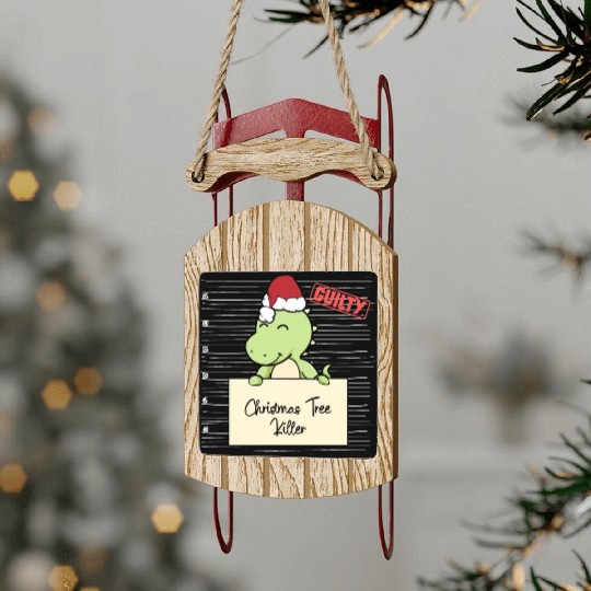 Dinosaur christmas funny prison Sled Ornaments