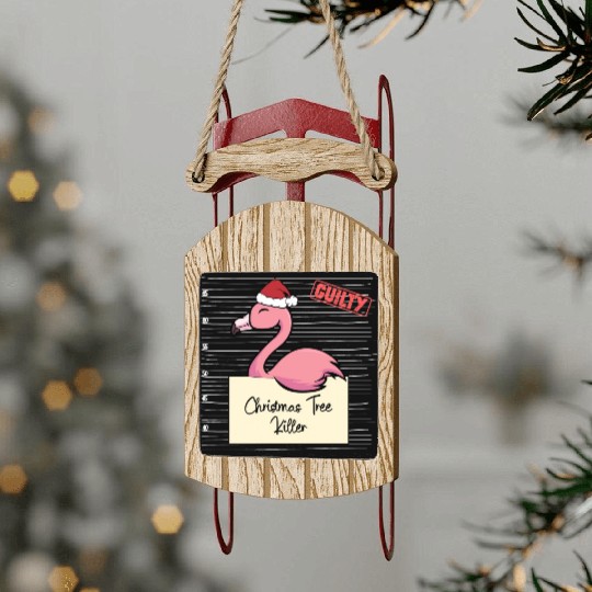 Flamingo christmas funny prison Sled Ornaments