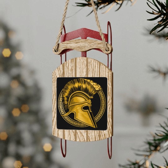 Gold Gladiator Sparta Greek Gym Workout Sled Ornaments