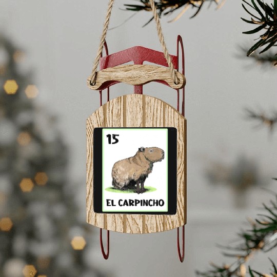 El Carpincho Mexican Capybara Cards Sled Ornaments