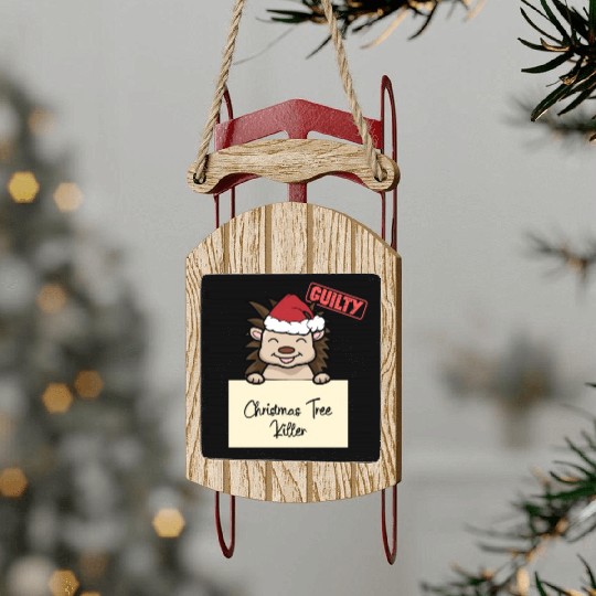 Hedgehog christmas funny prison Sled Ornaments