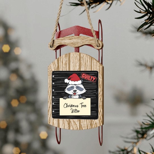 Raccoon christmas funny prison Sled Ornaments