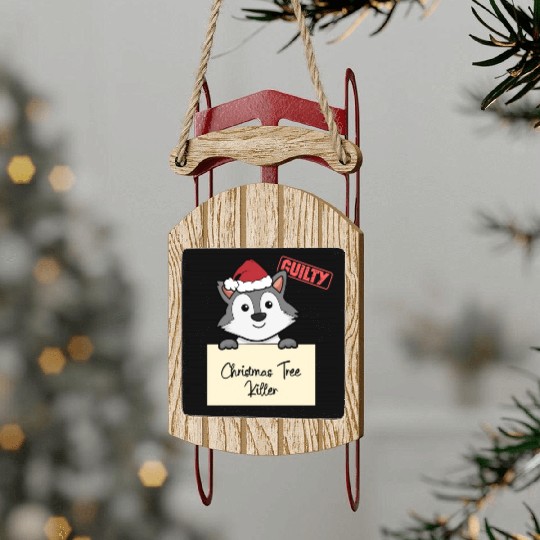 Wolf christmas funny prison Sled Ornaments