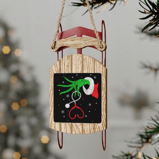 Nurse Stethoscope Christmas Sled Ornaments