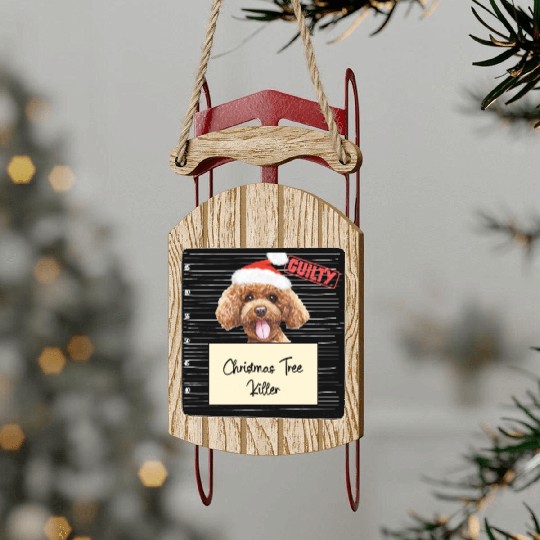 poodle christmas funny prison Sled Ornaments