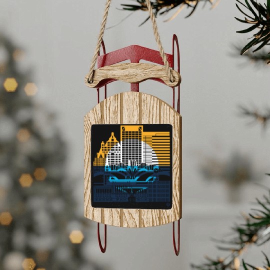 Milwaukee Skyline Squared Milwaukee Peoples Flag D Sled Ornaments