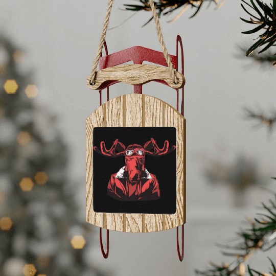 Red angry moose Red angry moose inspiration store Sled Ornaments