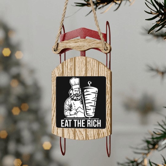 Eat the rich Karl Marx economist Sled Ornaments