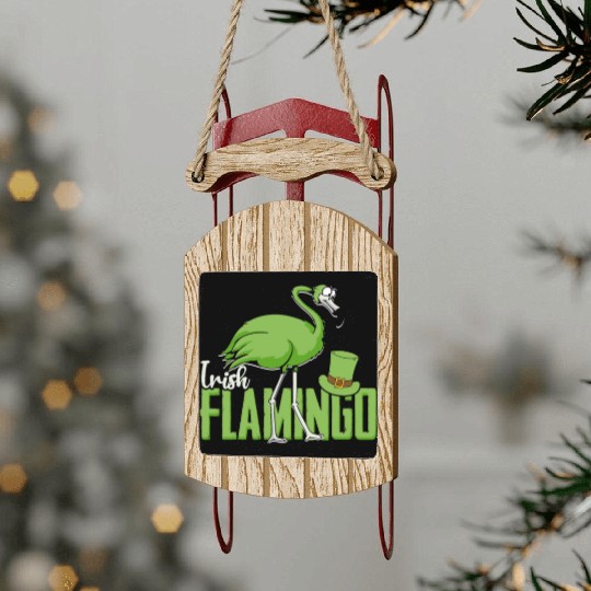 Irish Flamingo - bird Sled Ornaments