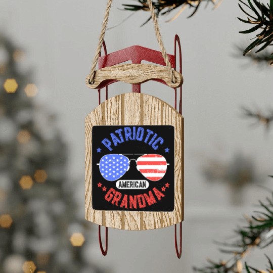 Patriotic American Grandma USA US Patriot Sled Ornaments