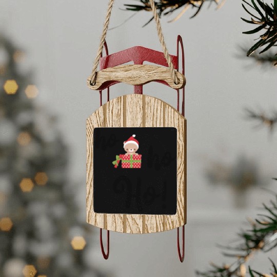 ho ho ho Christmas Bear Sled Ornaments