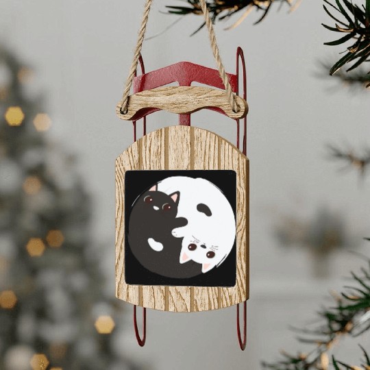 ying yang cat Sled Ornaments