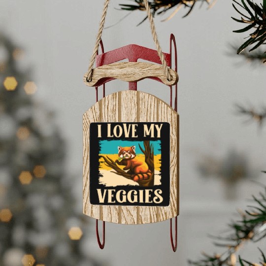 I Love My Veggies Red Panda Zookeeper Wildlife Sled Ornaments