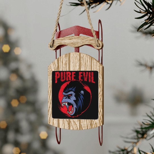 Pure Evil Angry Gorilla Monkey Chimpanzee Sled Ornaments