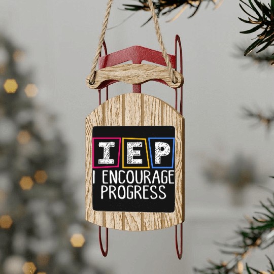 IEP I Encourage Progress Special Education Teacher Sled Ornaments
