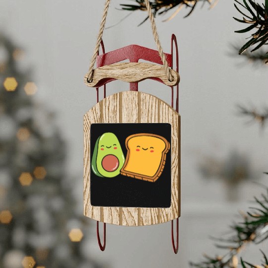 Siblings Avocado Toast Combo Big Sister Brother Sled Ornaments