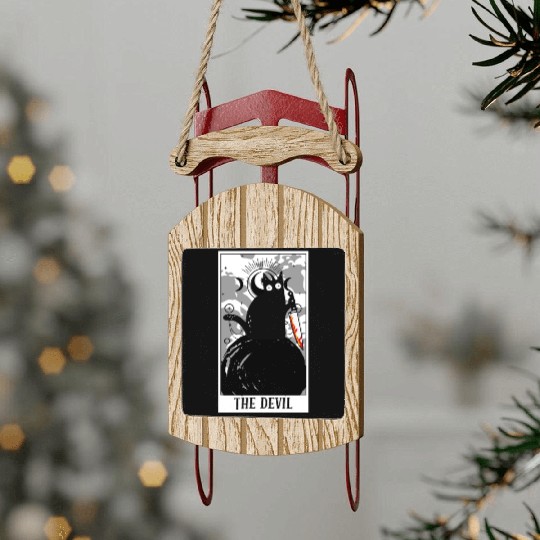 The Devil Tarot Card Funny Cat Tarot Card A Tarot Sled Ornaments