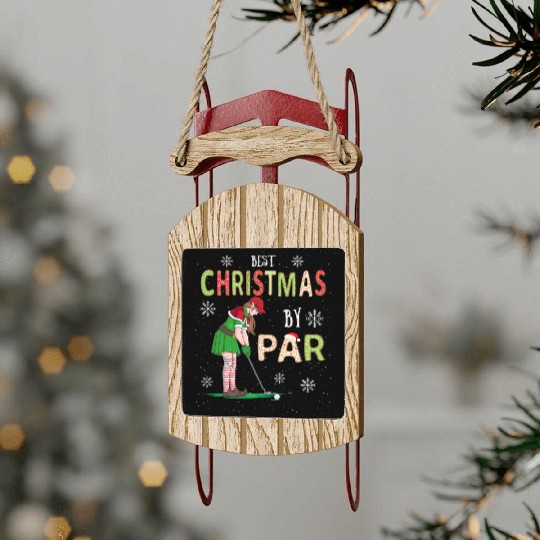 Golf Elf Pun Golfer Christmas Golfing Sled Ornaments