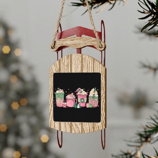 Hot Chocolate Cup Peppermint Mocha Sled Ornaments